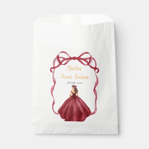 Ribbon Red Brown Hair Princess Sweet Sixteen Favor Bag
