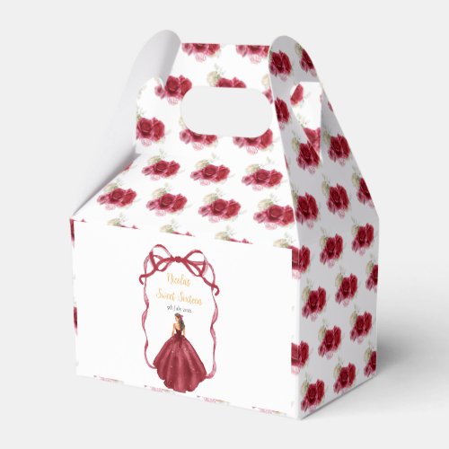 Ribbon Red Brown Hair Princess Sweet Sixteen Favor Boxes