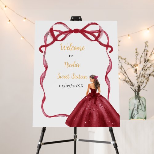 Ribbon Red Brown Hair Princess Sweet Sixteen Foam Board