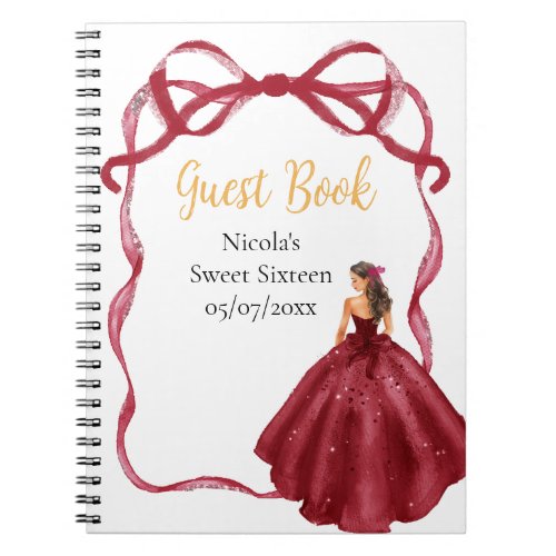Ribbon Red Brown Hair Princess Sweet Sixteen Notebook