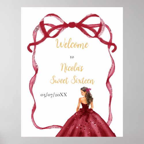 Ribbon Red Brown Hair Princess Sweet Sixteen Poster