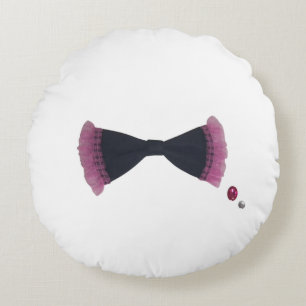Ribbon & Rhinestone Round Pillow