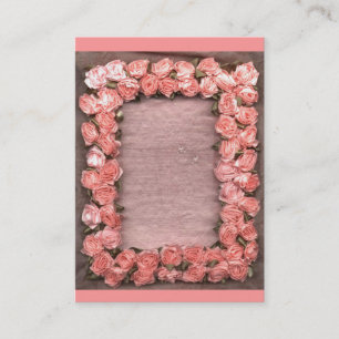 Ribbon Roses And Leaves Satin Photo Frame Business Card