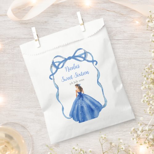 Ribbon Royal Blue Silver Princess Sweet Sixteen Favor Bag