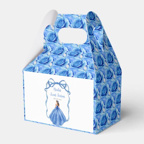 Ribbon Royal Blue Silver Princess Sweet Sixteen Favor Boxes