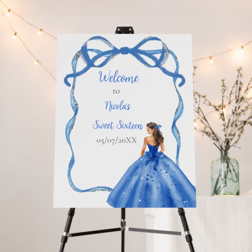 Ribbon Royal Blue Silver Princess Sweet Sixteen Foam Board