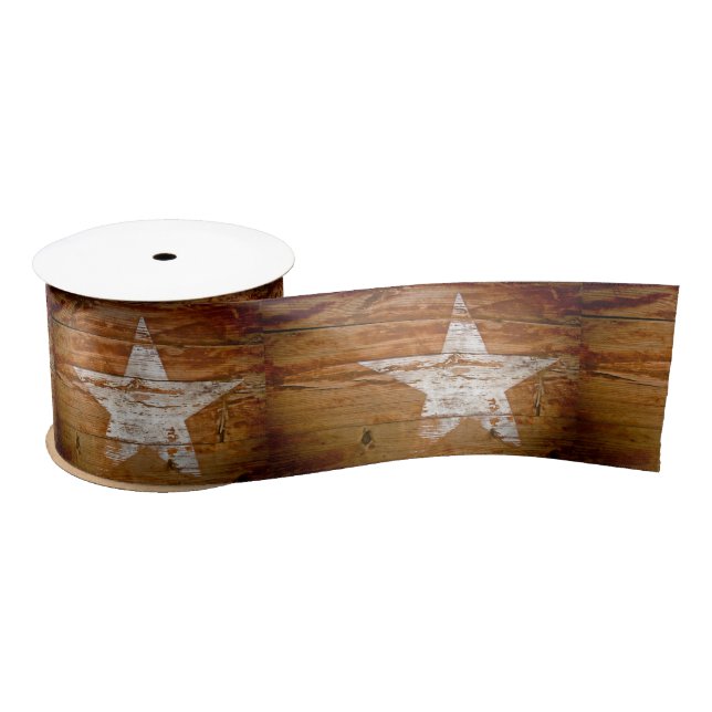 Ribbon Rustic WoodGrain Primitive White Paint Star (Spool)