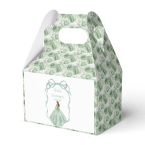 Ribbon Sage Green and Silver Princess Quinceanera Favor Boxes