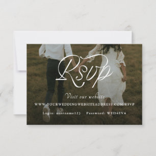 Ribbon Script Minimalist Wedding Photo RSVP Card