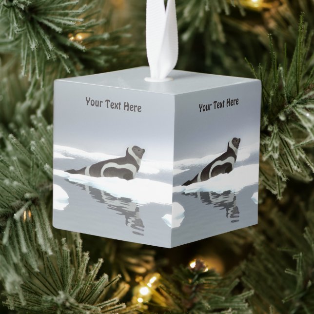 Ribbon Seal On Ice Cube Ornament (Tree)