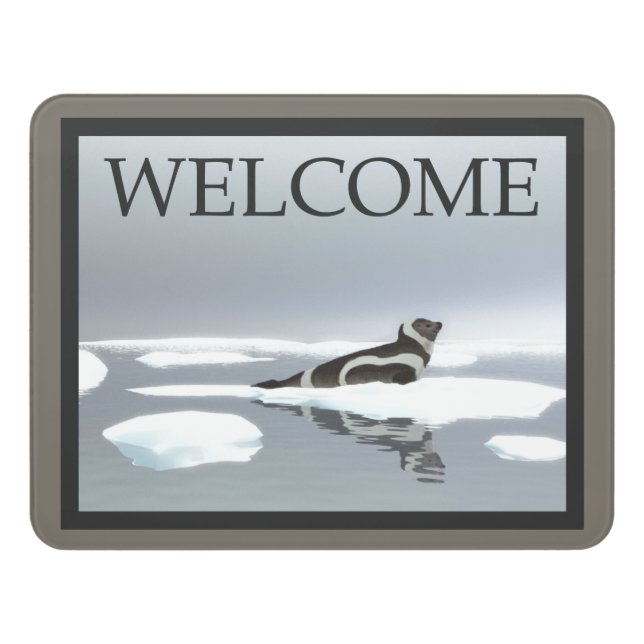 Ribbon Seal On Ice - Welcome Door Sign (Contemporary Front)