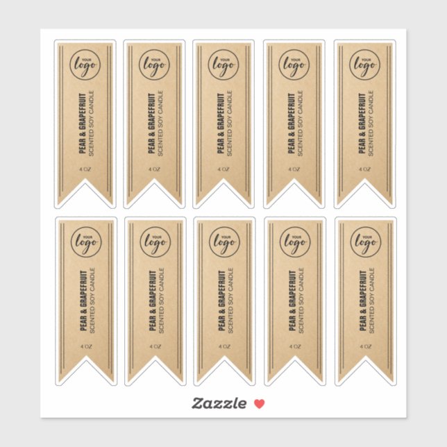 Ribbon Shaped Kraft Candle Labels (Sheet)