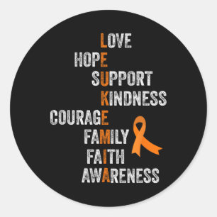 Ribbon Sign Retro Vintage Aml Leukemia Awareness Classic Round Sticker