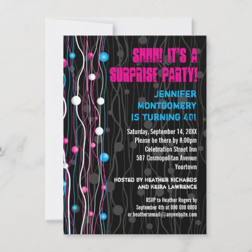 Ribbon Spheres Confetti Party Invitation
