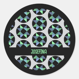 Ribbon Star Patchwork Block Classic Round Sticker