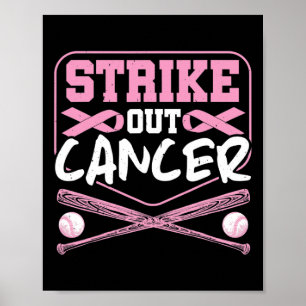 Ribbon Strike Out Cancer Baseball Poster