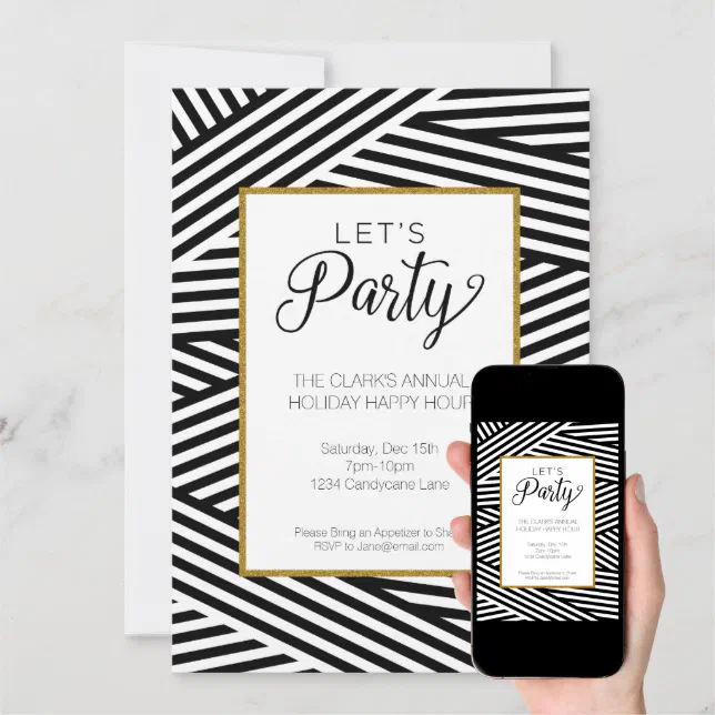 Ribbon Striped Party Invitation | Zazzle