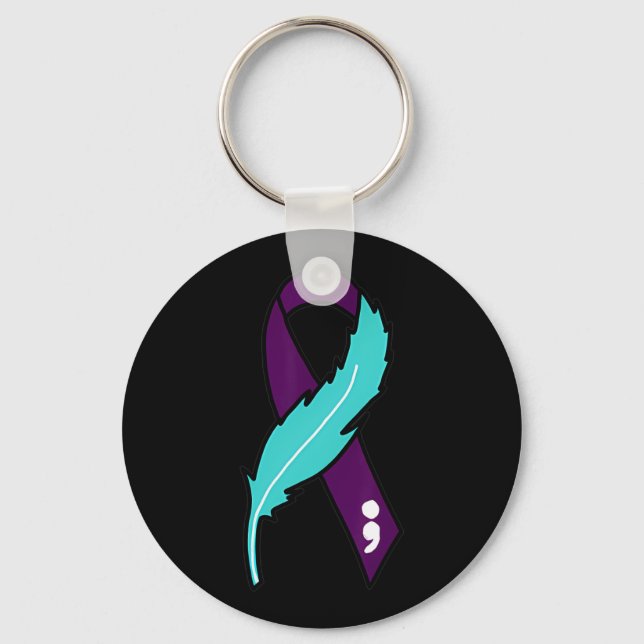 Ribbon Suicide Awareness Mental Health For Men Wom Keychain (Front)