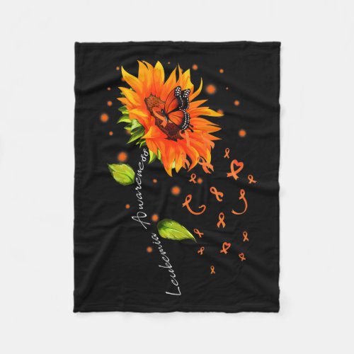 Ribbon Sunflower Butterfly Leukemia Awareness Mont Fleece Blanket