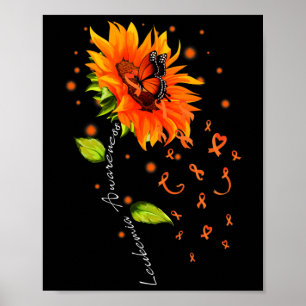 Ribbon Sunflower Butterfly Leukemia Awareness Mont Poster