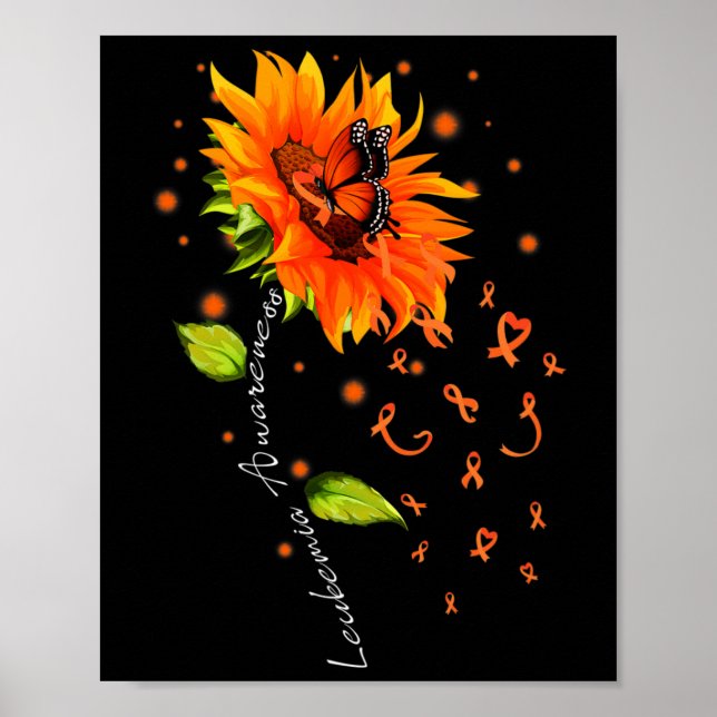 Ribbon Sunflower Butterfly Leukemia Awareness Mont Poster (Front)
