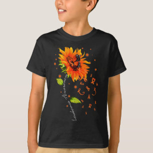 Ribbon Sunflower Butterfly Leukemia Awareness Mont T-Shirt