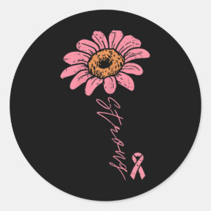 Ribbon Sunflower Strong Breast Cancer Awareness Wo Classic Round Sticker