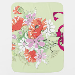 Ribbon-Tied Poppies: Daisy Bouquet. Baby Blanket