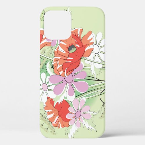 Ribbon_Tied Poppies Daisy Bouquet iPhone 12 Case