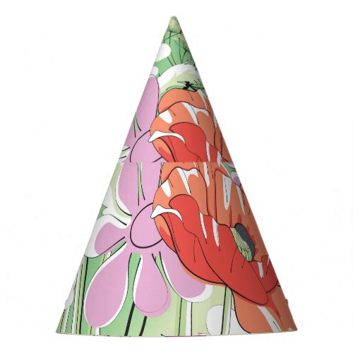 Ribbon_Tied Poppies Daisy Bouquet Party Hat