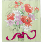 Ribbon-Tied Poppies: Daisy Bouquet. Shower Curtain