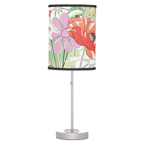Ribbon_Tied Poppies Daisy Bouquet Table Lamp