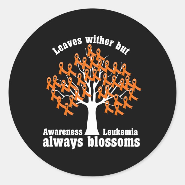 Ribbon Tree  Aml Leukemia Awareness  Classic Round Sticker (Front)