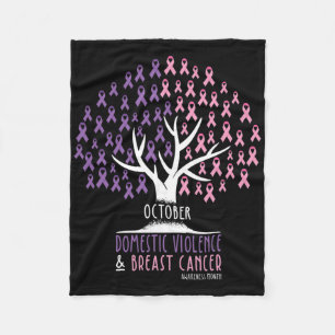 Ribbon Tree - Breast Cancer And Domestic Violence  Fleece Blanket