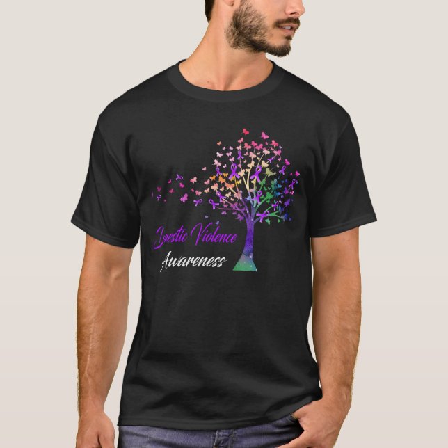 Ribbon Tree Domestic Violence Awareness T-Shirt (Front)