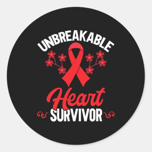 Ribbon Unbreakable Heart Warrior Heart Disease Awa Classic Round Sticker