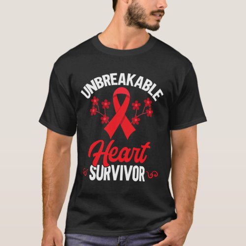 Ribbon Unbreakable Heart Warrior Heart Disease Awa T_Shirt