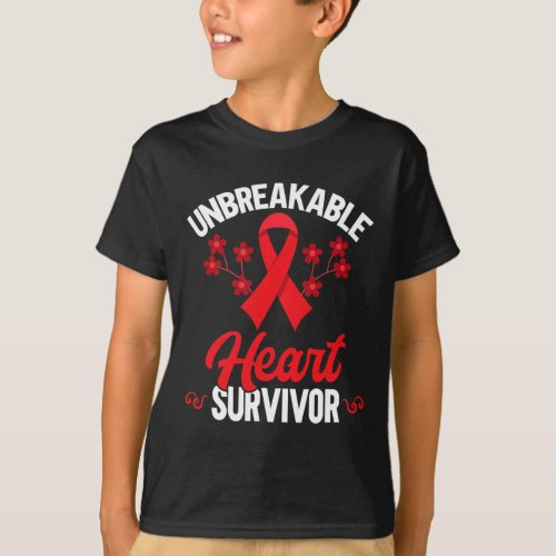 Ribbon Unbreakable Heart Warrior Heart Disease Awa T_Shirt