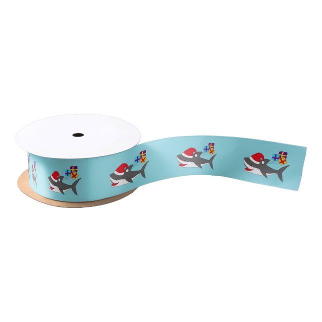 Ribbon with a cute Holiday shark (Spool)