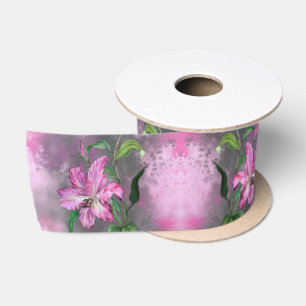 Ribbon with Purple Pink Lilies