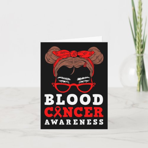 Ribbon Woman Messy Hair Blood Cancer Awareness War Card