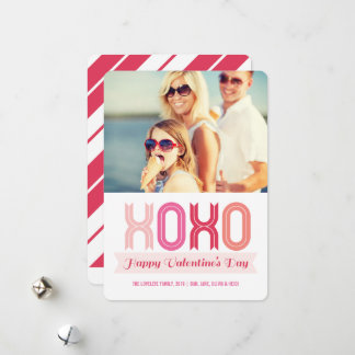 Ribbon XOXO Love And Kisses Valentine's Day Photo Holiday Card