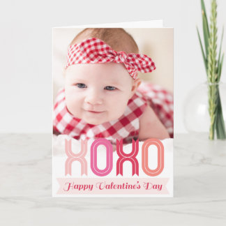 Ribbon XOXO Love And Kisses Valentine's Day Photo Holiday Card