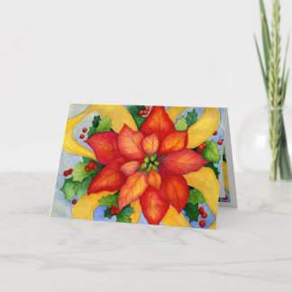 Ribboned Poinsettia Christmas Card 