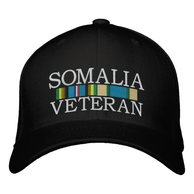 ribbons2-1-1.jpg, SOMALIA, VETERAN Embroidered Baseball Cap (Front)