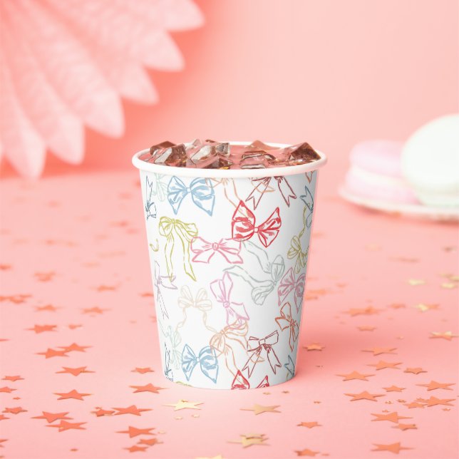 Ribbons and Bows Colorful Watercolor Paper Cups (Insitu)