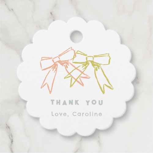 Ribbons and Bows Colorful Watercolor Thank You Favor Tags