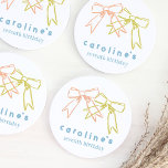Ribbons and Bows Girls Birthday Party Watercolor Round Paper Coaster<br><div class="desc">Watercolor painted ribbons and bows make these birthday party paper coasters a real treat to have at your party.</div>