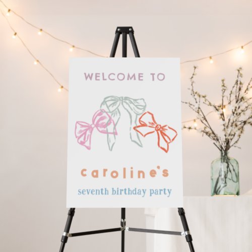 Ribbons and Bows Girls Birthday Party Welcome Sign