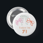 Ribbons and Bows Watercolor Girls Birthday Age Button<br><div class="desc">Watercolor painted birthday ribbons and bows dance around this birthday girl's age button in fun and playful colors.</div>